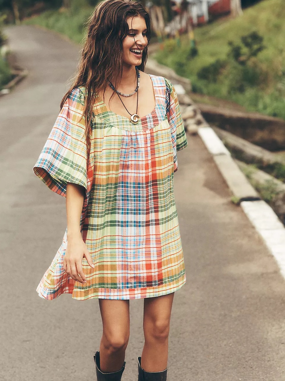 NWT Size XL - Pilcro 100% Cotton Denim Square-Neck Mini Swing Dress (US$ 158)